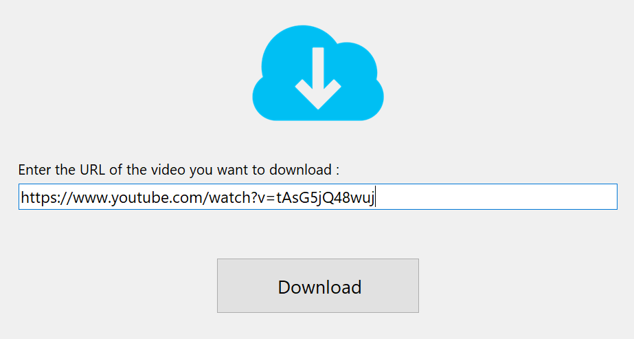 URL window with a video address pasted in and the Download button